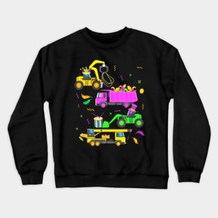 Construction Vehicle Mardi Gras For Toddler Boys Kids Youth Crewneck Sweatshirt